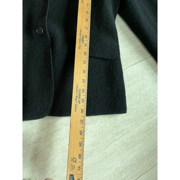 Lands End Fleece Blazer Womens 14 Large Wool Button Jacket Black Warm Business - Picture 9 of 16